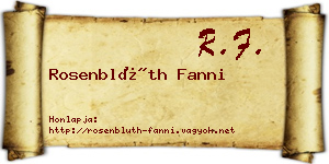 Rosenblüth Fanni névjegykártya